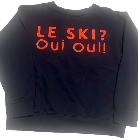 J Crew Blue Oui Oui Embroidered Terry Cotton Pullover Sweatshirt Size M - Picture 3 of 11